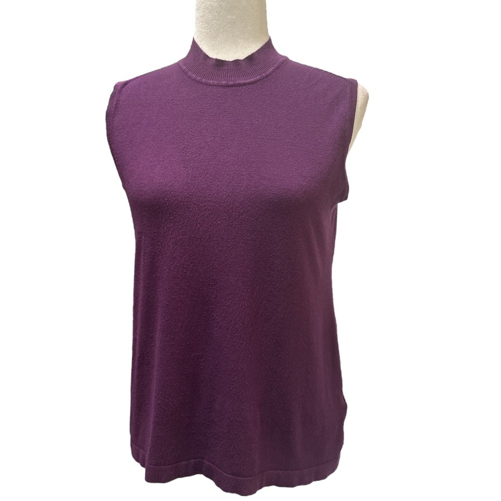Laura Petites Purple Mock Neck Sleeveless Sweater Top‎ Women's Medium